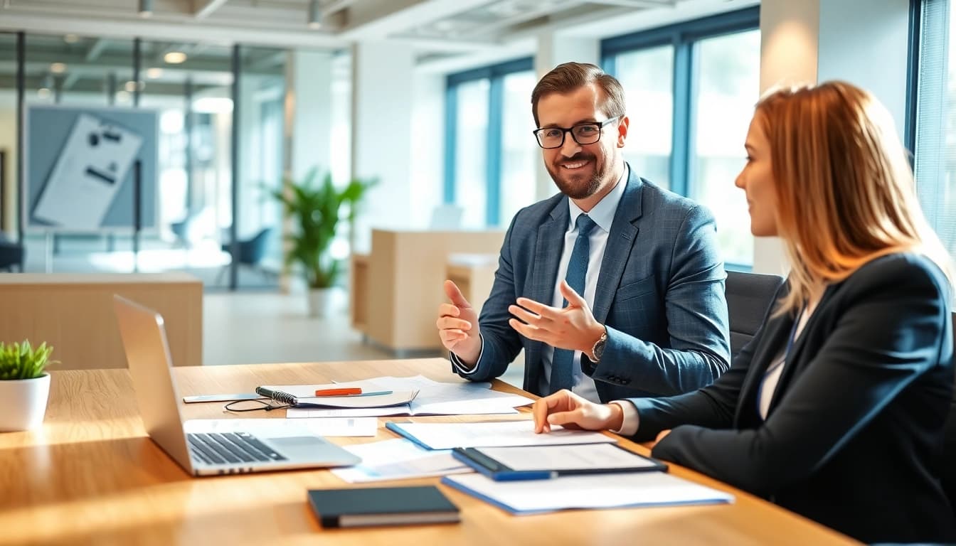 GmbH gründen aus ausland: Business consultants guiding clients through the process.