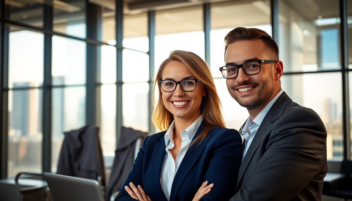 Professioneller Businessfotograf München erstellt ansprechende Businessportraits in modernem Büro.