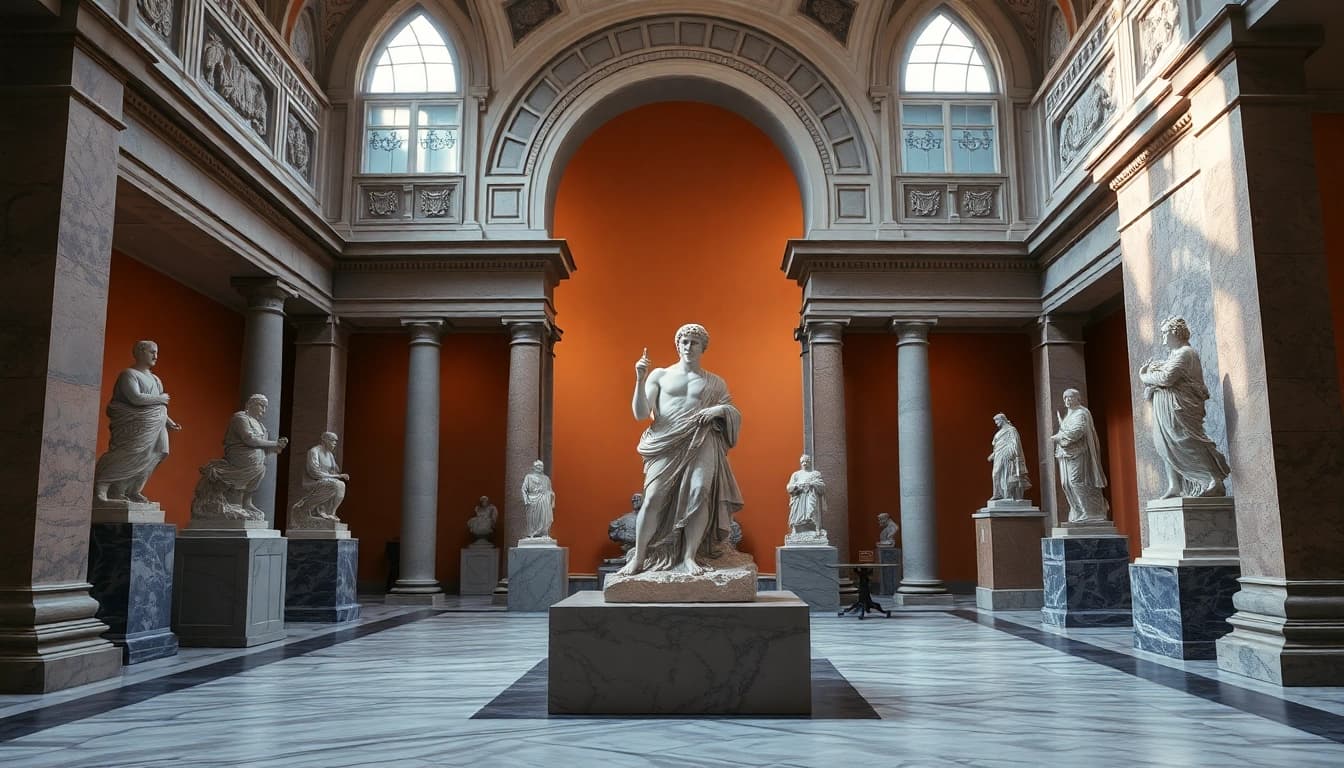 Kapitolinische Museen zeigen exquisite römische Statuen in einer historischen Galerie.