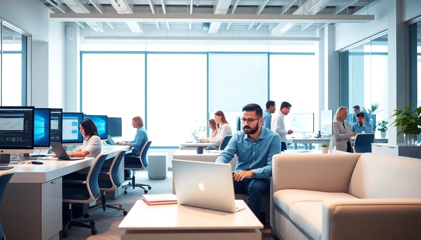 IT-Systemhaus Magdeburg optimizes IT solutions in a collaborative office environment.