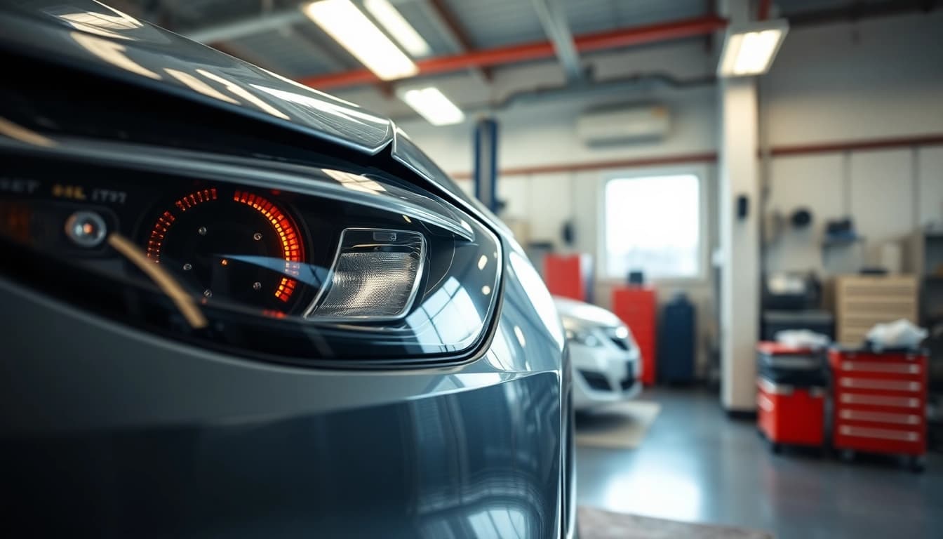 Auto mit Motorschaden verkaufen in einer professionellen Garage mit Beleuchtung.