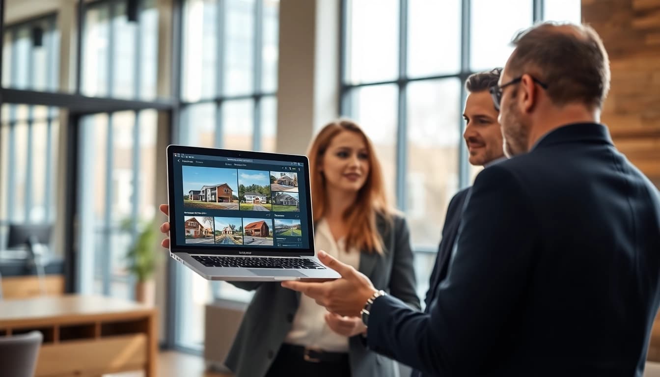 Immobilienmakler Frankfurt Dornbusch provides expert real estate services in a bright office setting.