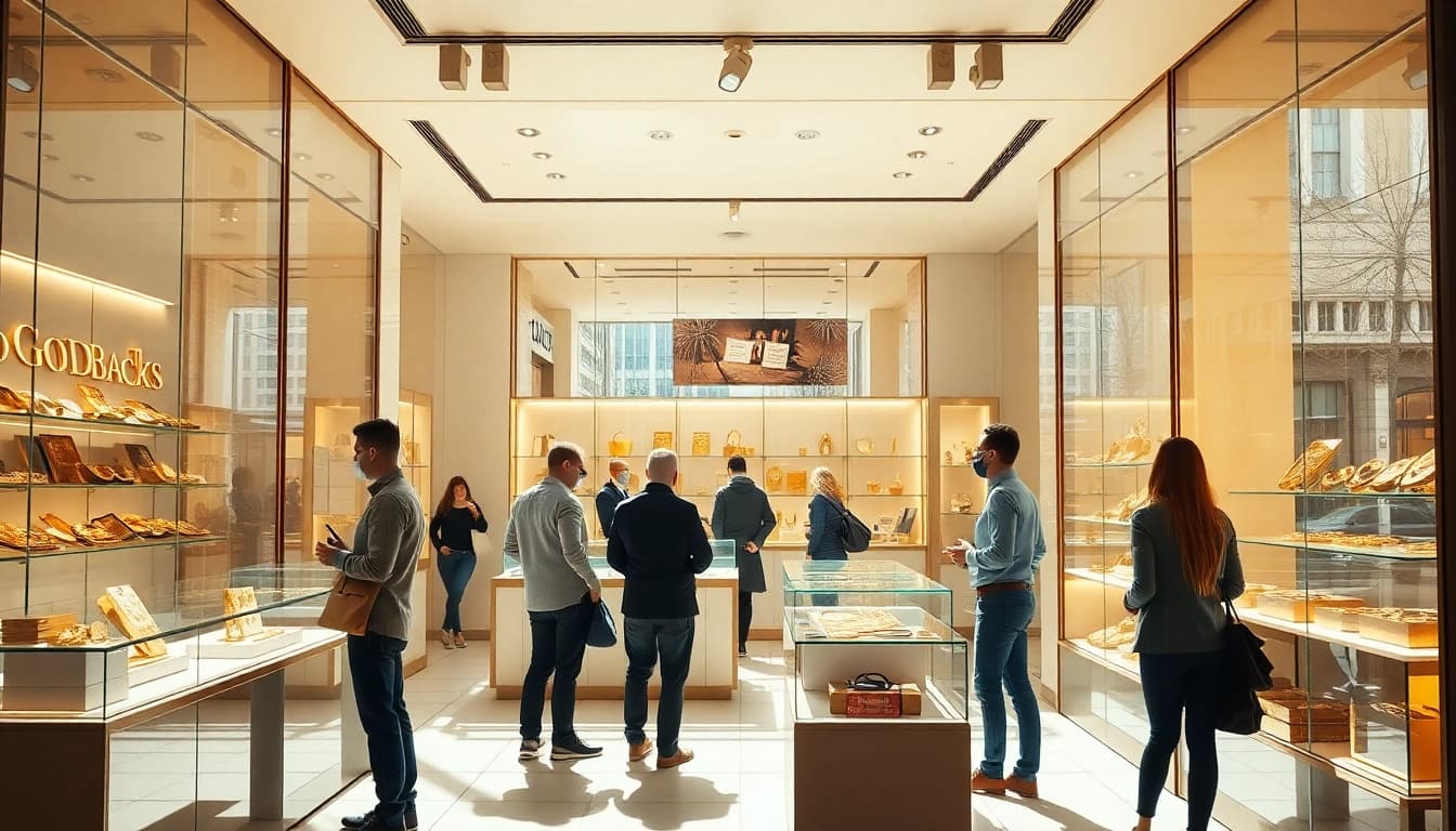 Goldankauf Berlin: Buying gold in a bright contemporary setting with friendly service.