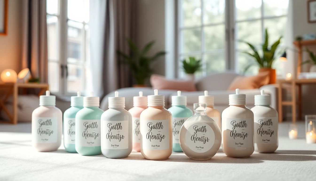 Duftbäume personalisieren mit verschiedenen Designs in einem einladenden Raum.