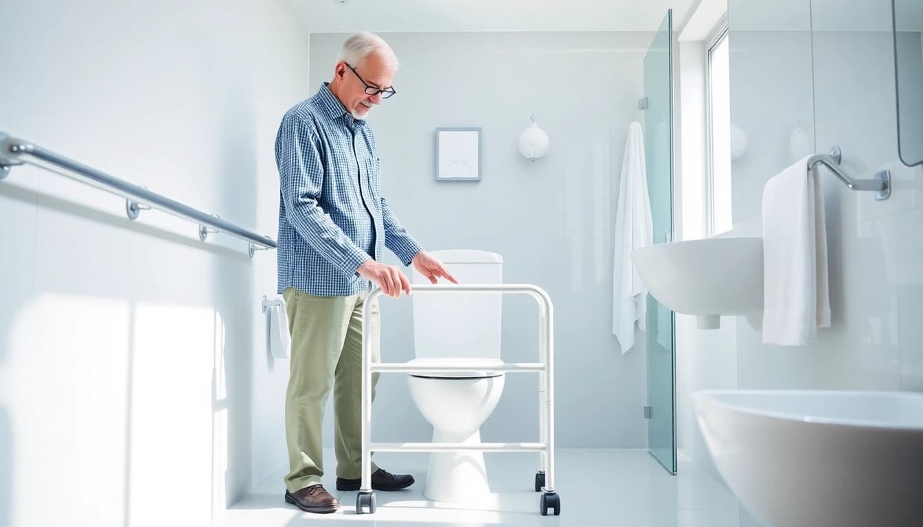 Effiziente Aufstehhilfe für Toilette zur Unterstützung von Senioren in modernen Badezimmern.