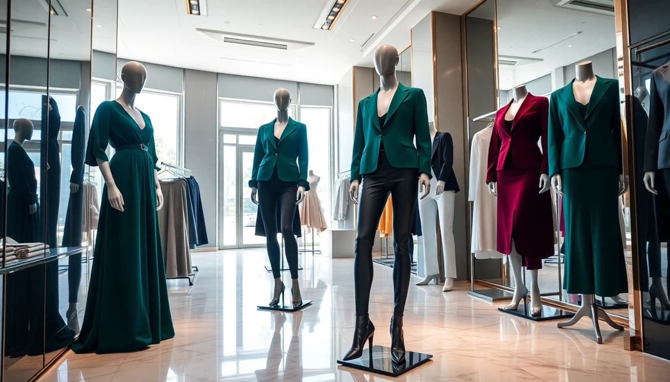 Explore Alvionz's luxury fashion collection showcased in an elegant boutique setting.