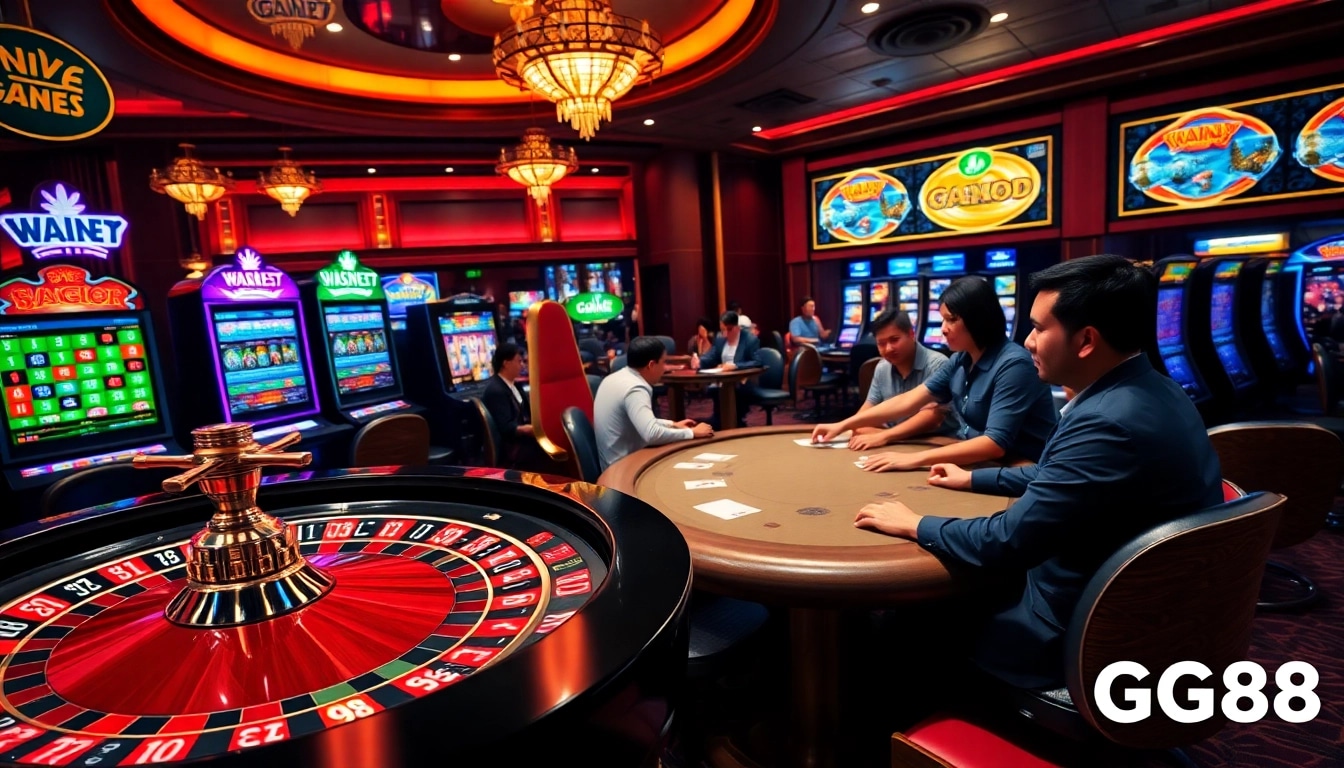 Experience thrilling gameplay at GG88 with vibrant casino tables and exciting slot machines.