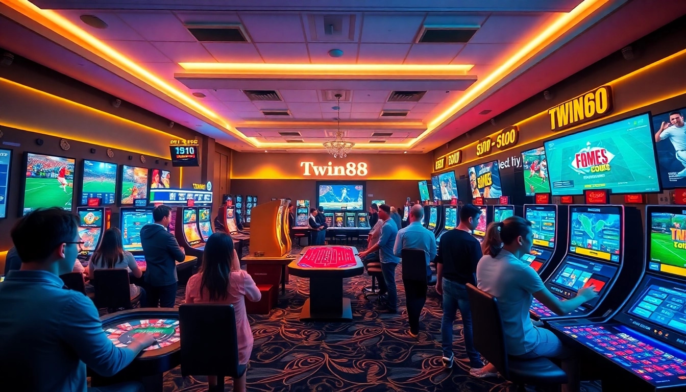 Diverse players engaging on the Twin68 platform with colorful games and an inviting atmosphere.