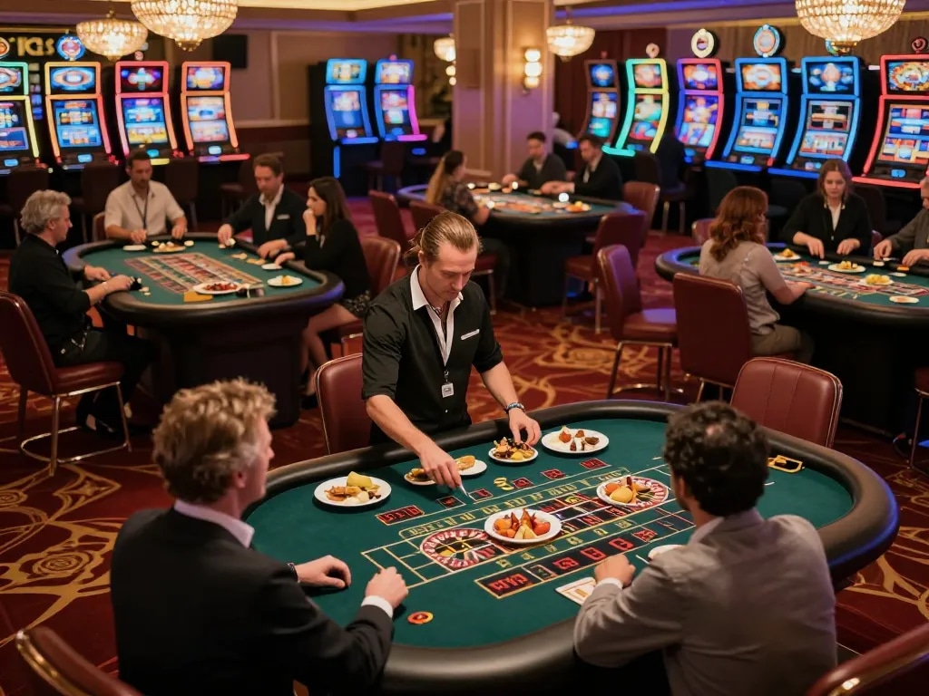 KJC players engaging in thrilling roulette action within a vibrant casino atmosphere
