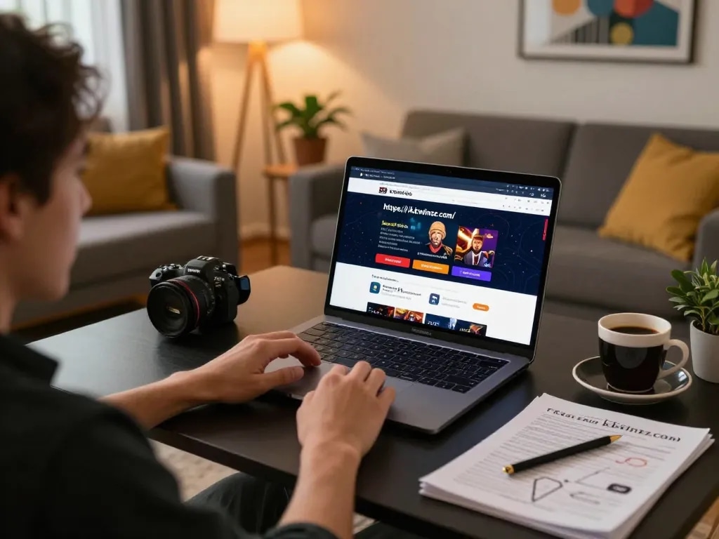 A person enjoying online gambling at https://kkwinzz.com/ in a cozy home environment.
