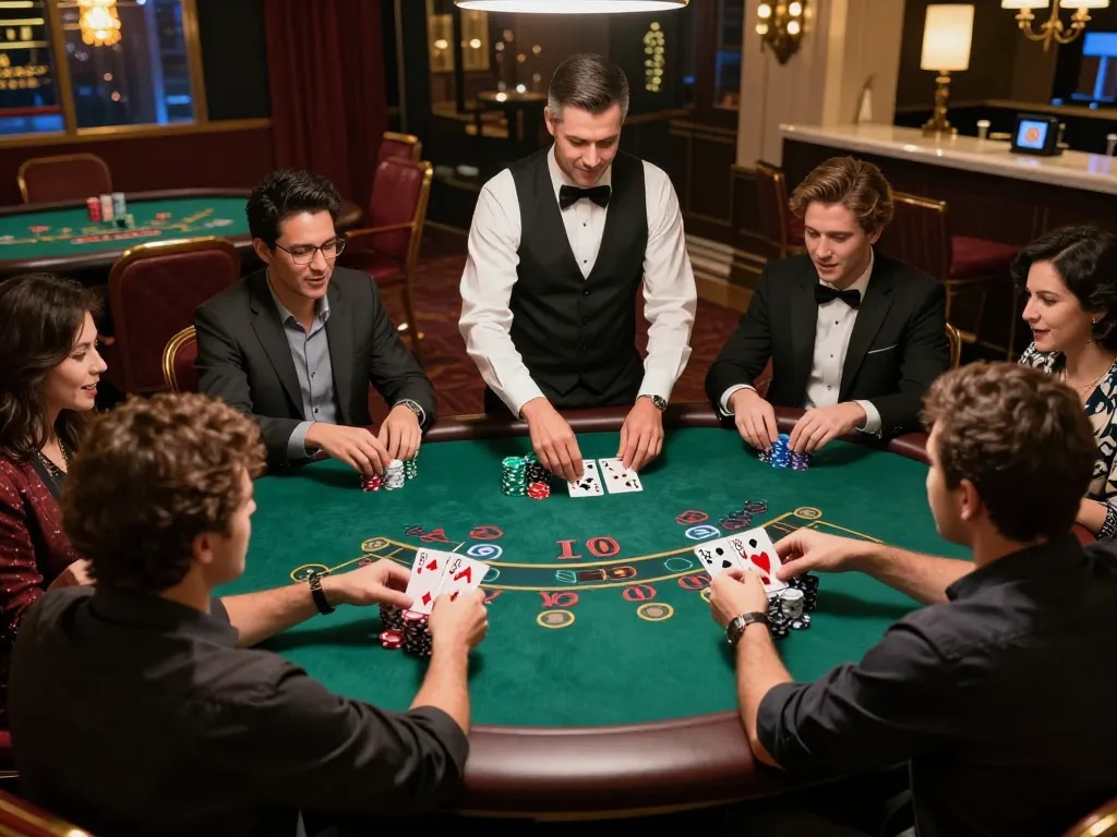 Erleben Sie aufregendes Blackjack-Spielvergnügen bei goldenpanda-de, mit engagierten Spielern und professionellen Dealern.