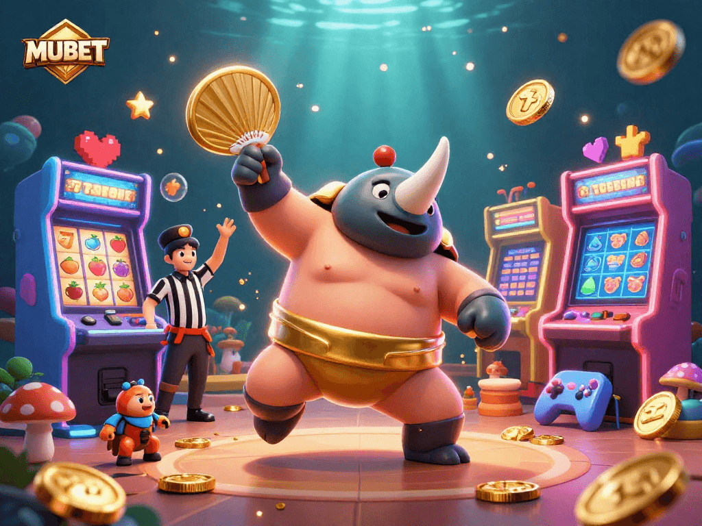 MUBET engages players with vibrant slot characters and exciting gameplay elements in a stunning illustration.