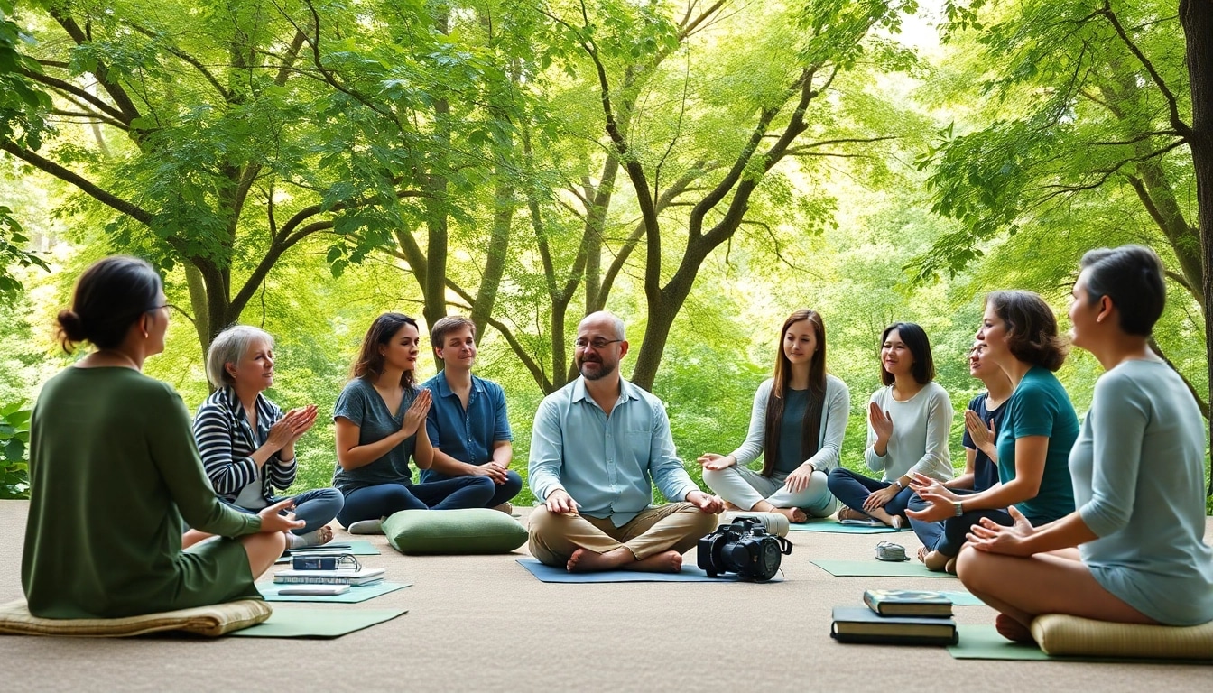 Besonders wichtig ist die Teilnehmerinteraktion in einem spirituellen Seminar im Freien.