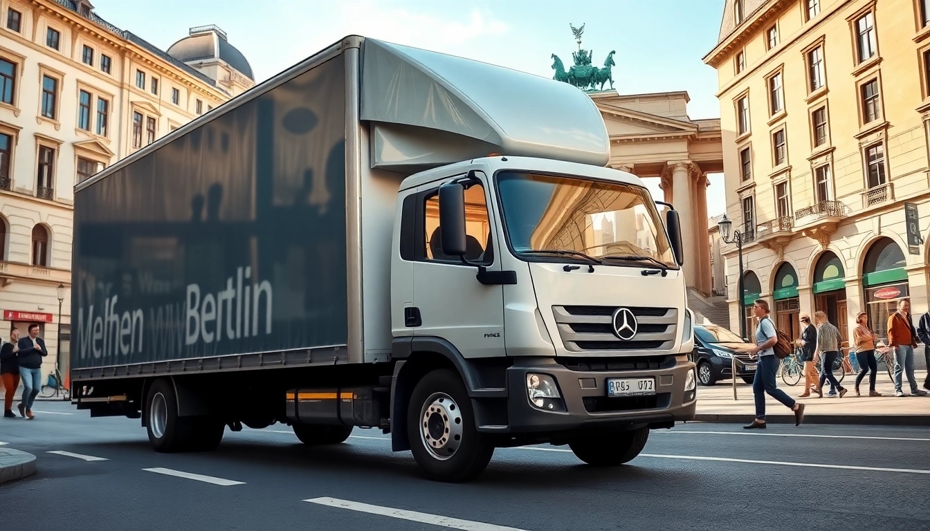 Berlin Umzugsunternehmen beim Umzug in den Straßen Berlins mit zufriedenen Kunden.