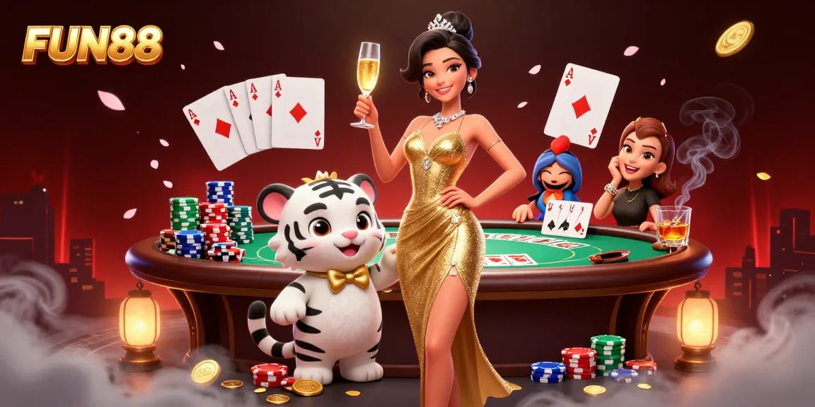 Experience thrilling gameplay with FUN88 showcasing glamorous gaming elements and vibrant casino atmosphere.