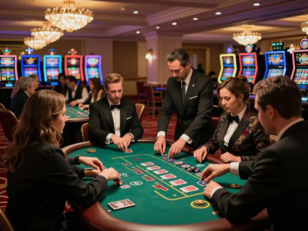 GO88 players engaging in strategic blackjack action at a luxury casino table