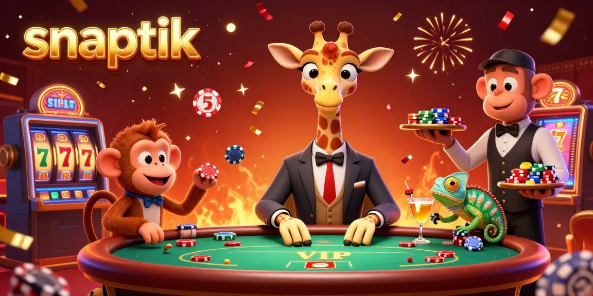 Download TikTok videos seamlessly with snaptik in vibrant casino-themed illustration featuring high-stakes elements.