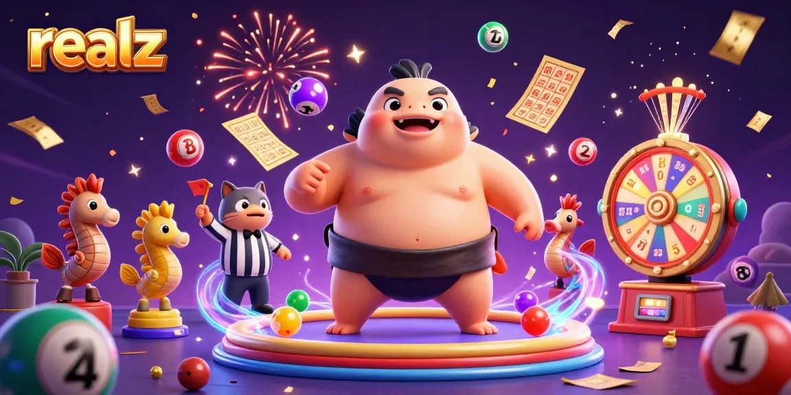 Realz showcases diverse lottery gaming excitement in a vibrant underwater scene.