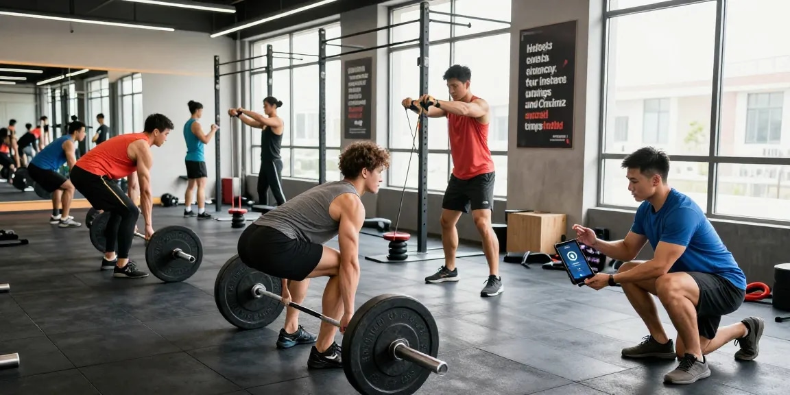 Sportler trainieren in der Fitnessszene von Steroidshop und zeigen Stärke und Teamarbeit.
