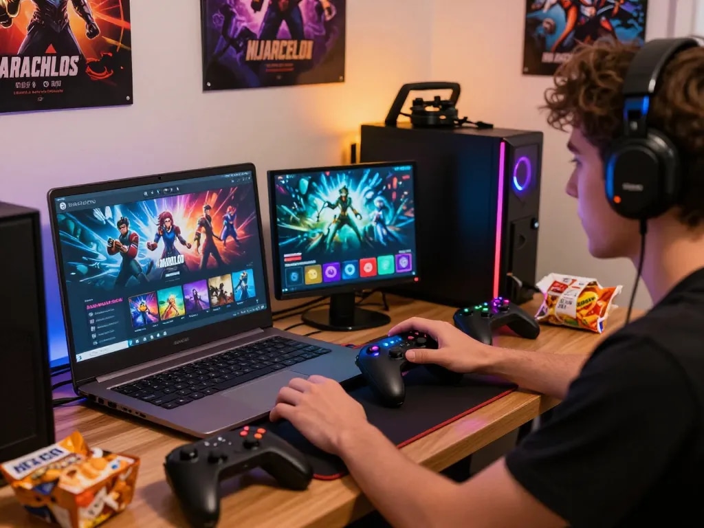 Engaging gaming scene featuring a player using hitclub for online gaming with vibrant atmosphere and exciting elements.