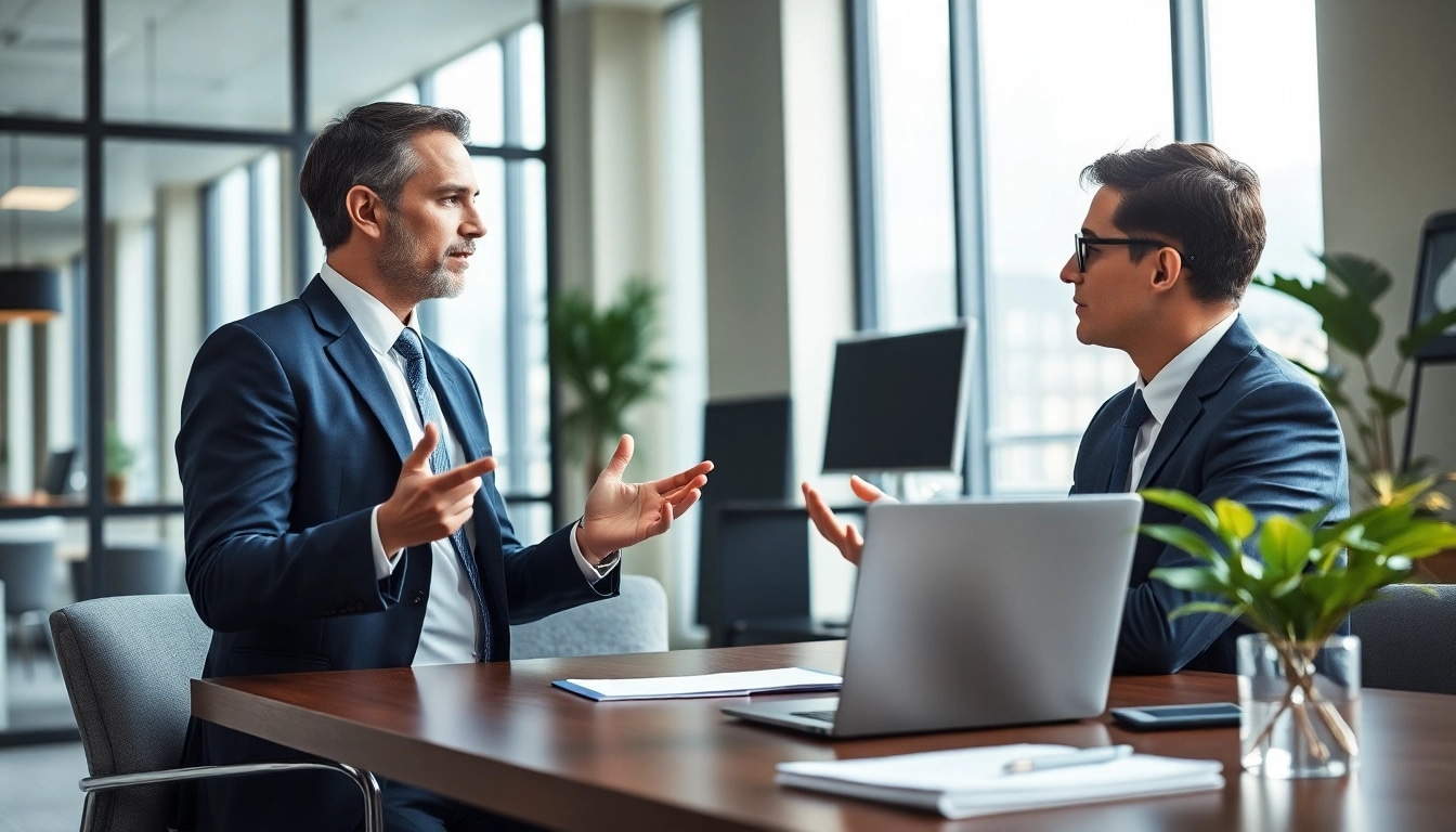 Headhunter Schweiz berät Klienten in einem eleganten Büro mit natürlichem Licht.