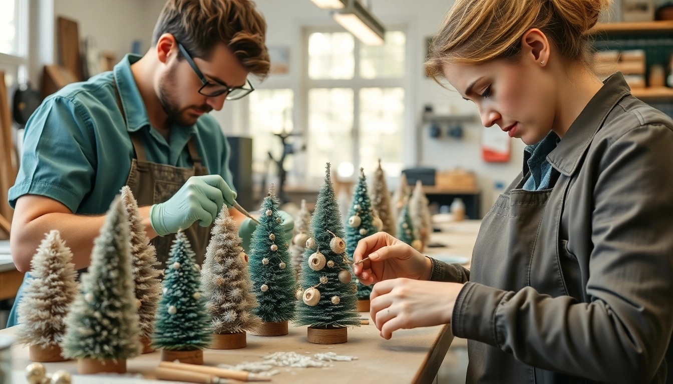 Duftbäume personalisieren mit individuellen Designs und einzigartigen Details in einem hellen Atelier.