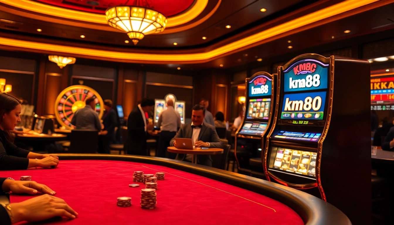 Experience high-stakes excitement at km88's luxurious casino with poker, roulette, and slots.