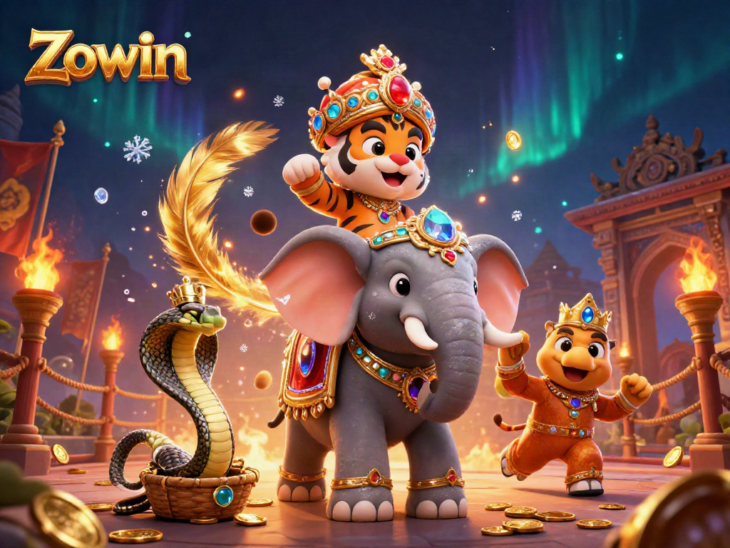Zowin enhances the excitement with immersive games in a vibrant casino scene filled with action.