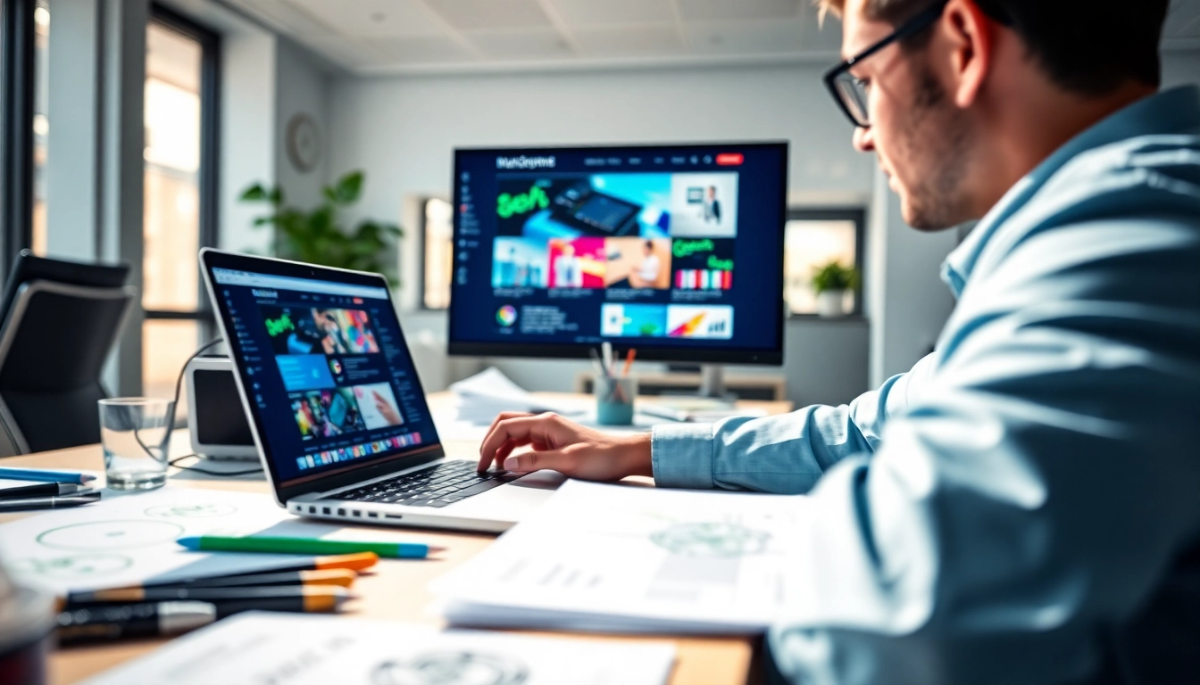 Gestaltete Website über webdesign koblenz mit einem kreativen Designer am Laptop.