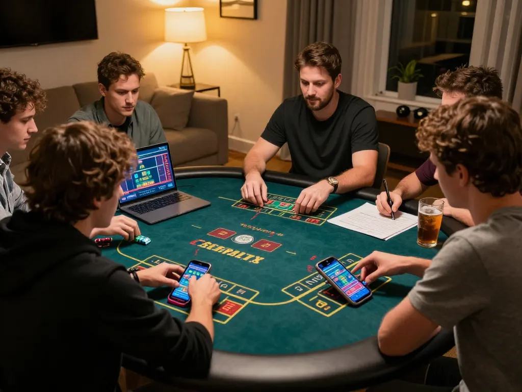 OnBet players engaging with online gaming interface on mobile, showcasing strategy and excitement