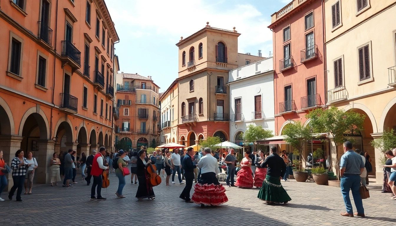 Jerez de la Frontera Sehenswürdigkeiten mit historischen Gebäuden und lebhaftem Straßenleben.