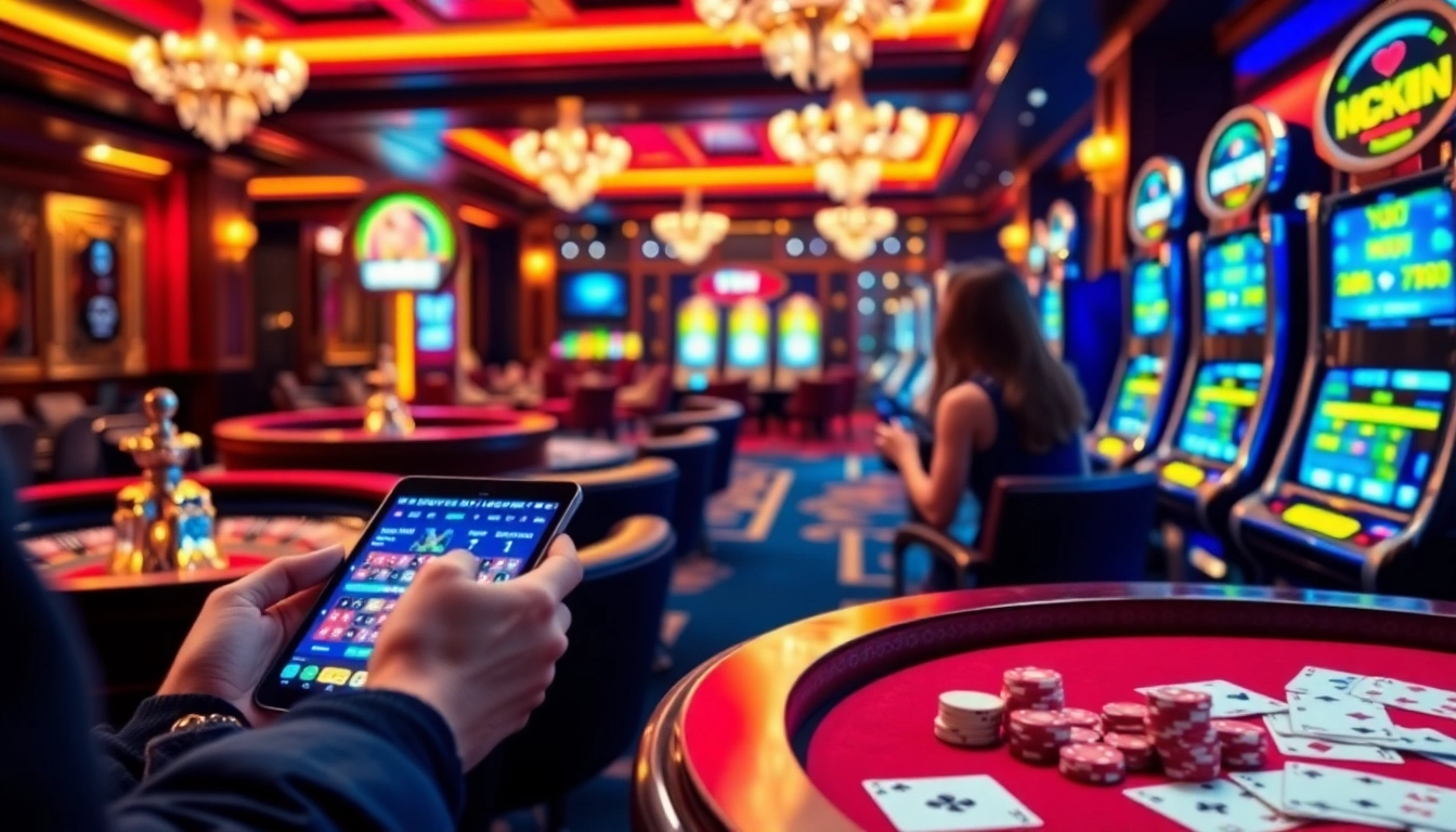 Exciting gambling action at VSWIN's vibrant online casino with roulette and slots.
