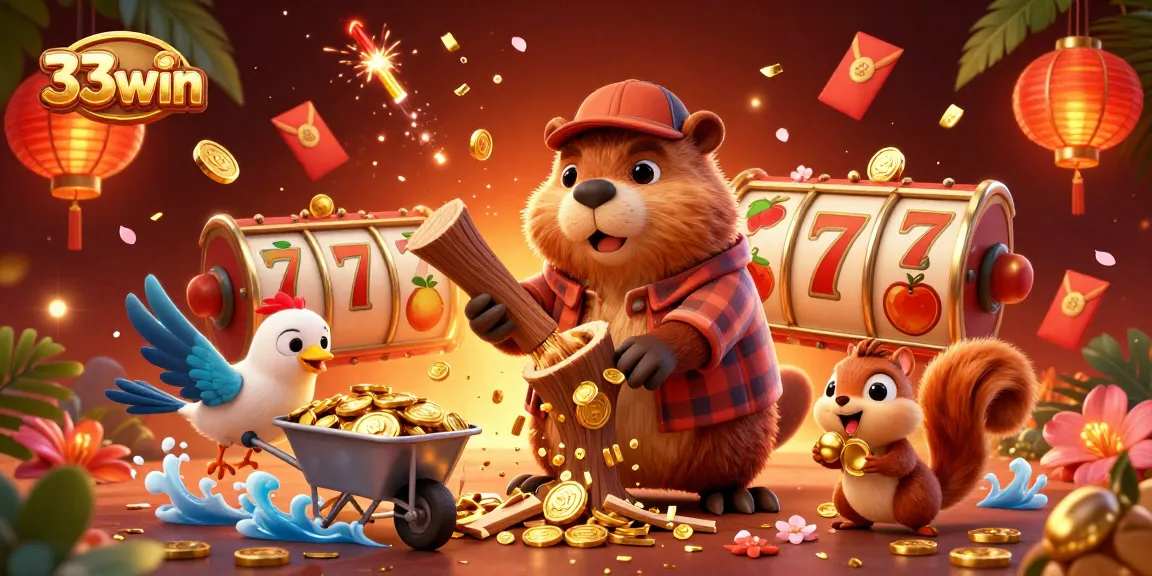 Experience thrilling wins with the 33win casino illustration showcasing vibrant characters and slot elements.
