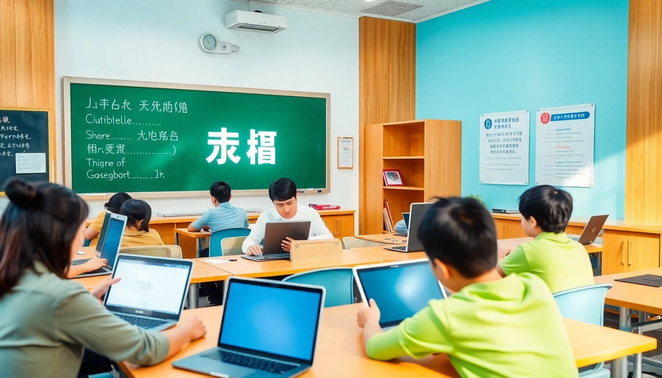 Creative language learning scene with 有道 digital tools enriching student collaboration.