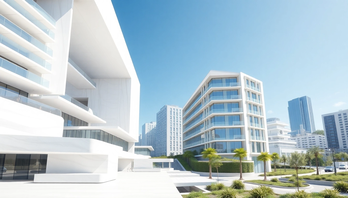 Visualisierung architektur mit modernem Gebäude im urbanen Umfeld