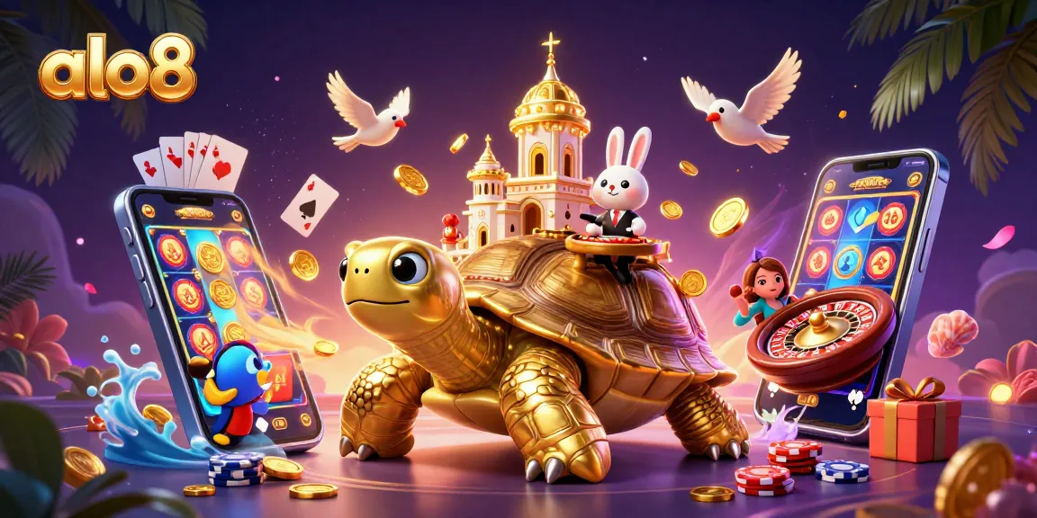 Spin slots and win with alo8’s colorful casino-themed scene featuring vibrant characters and game elements.