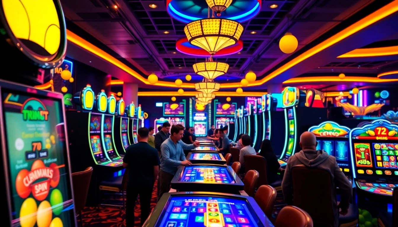 Lemon Casino, showcasing vibrant gaming tables and excited players in a modern casino.