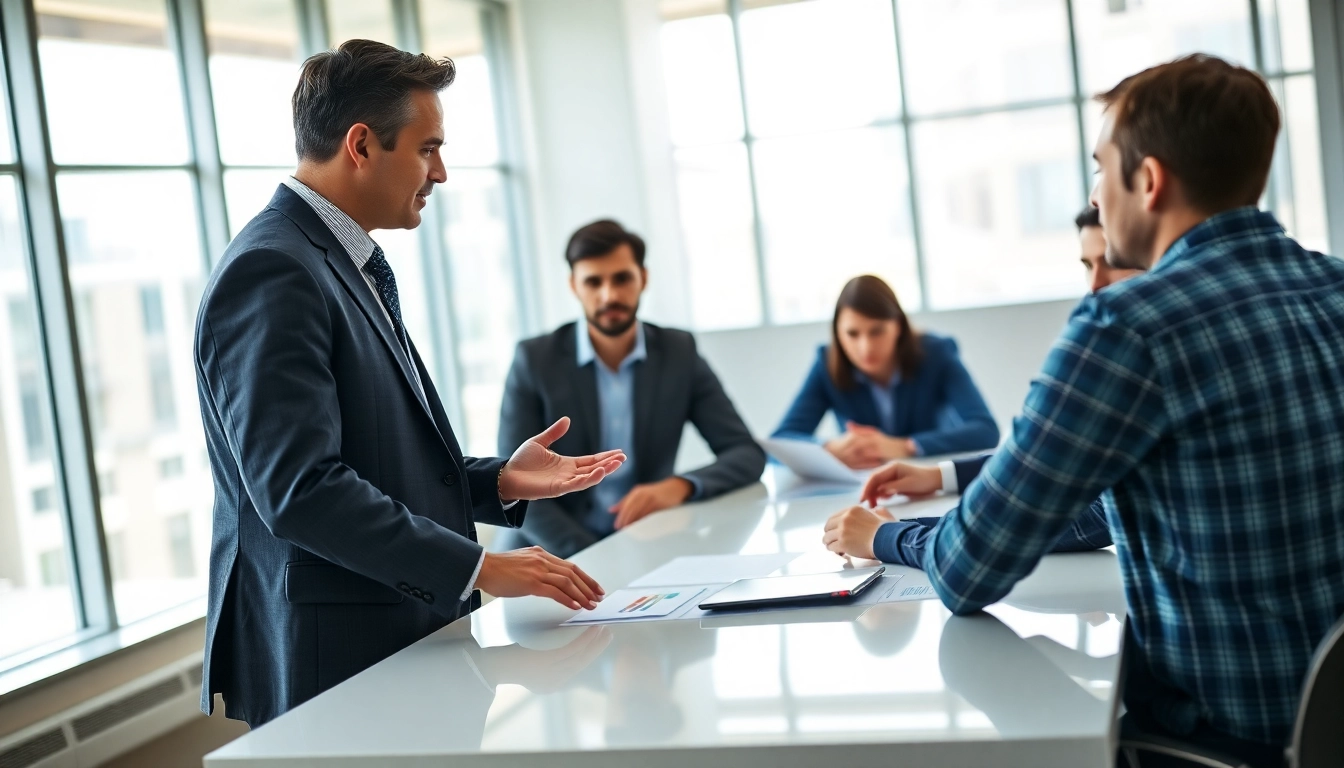 Headhunter Ingenieure in einem modernen Büro, während sie mit einem Ingenieurteam beraten.