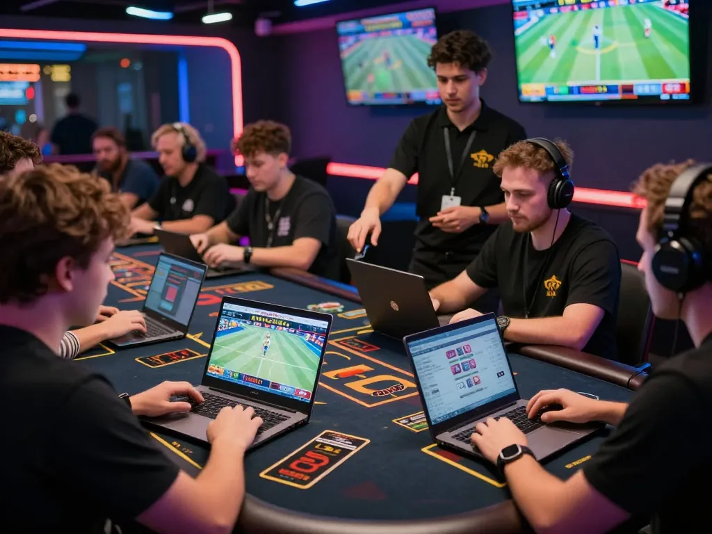 Players actively engaging with Onbet in a vibrant online gaming environment featuring sports betting and live casino games.