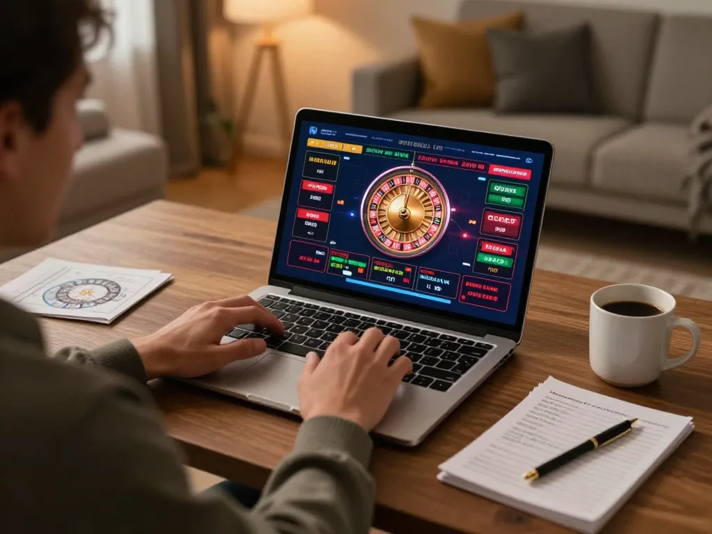 Aspiring winner placing bets at the 8KBET link in an exciting online casino setting