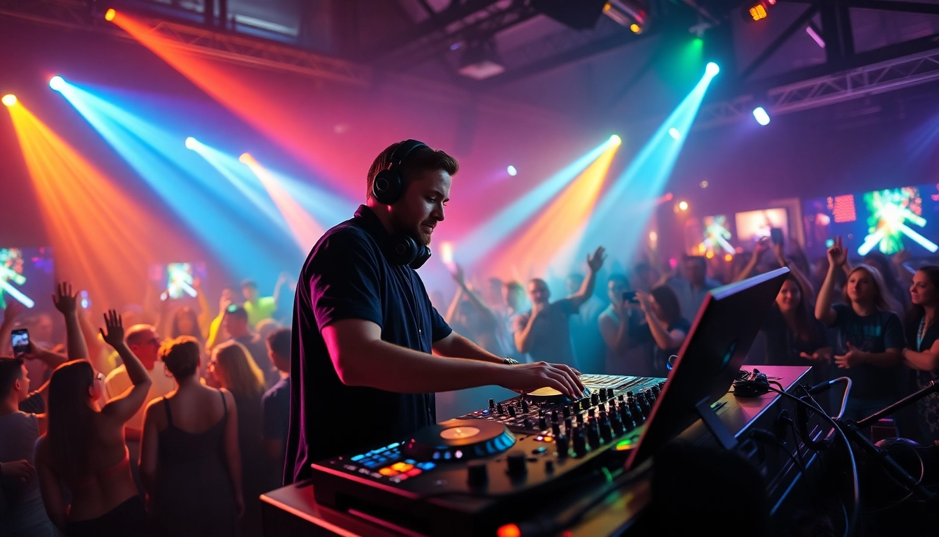 DJ aus München begeistert die Menge mit mitreißenden Beats bei einem Event.