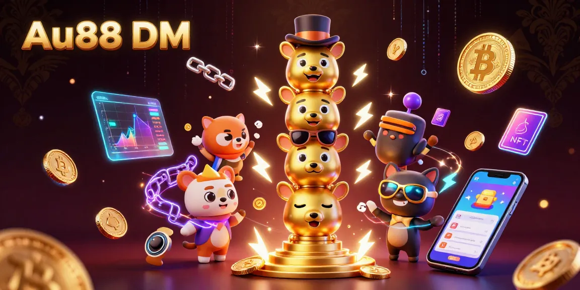 Experience the excitement at Au88 DM, featuring a vibrant 3D casino illustration with innovative elements.