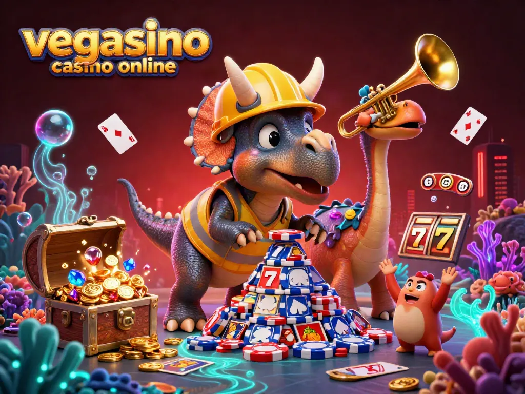 Cheerful scene featuring characters celebrating their winnings at vegasino casino online with vibrant gaming elements.