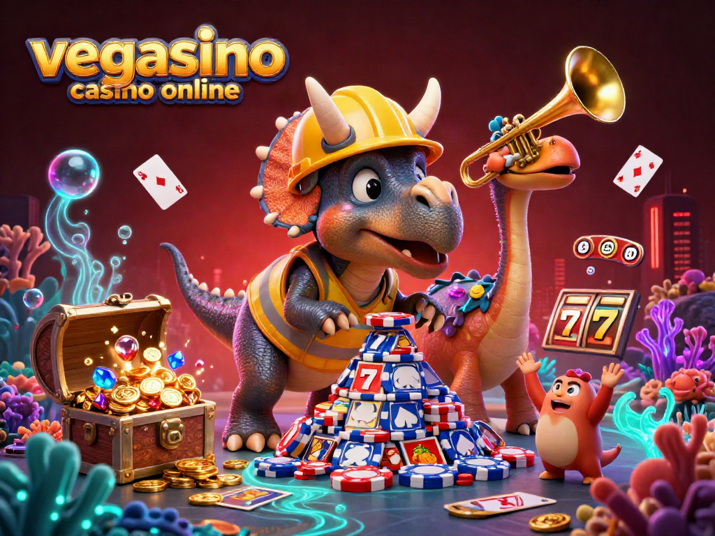 Cheerful scene featuring characters celebrating their winnings at vegasino casino online with vibrant gaming elements.