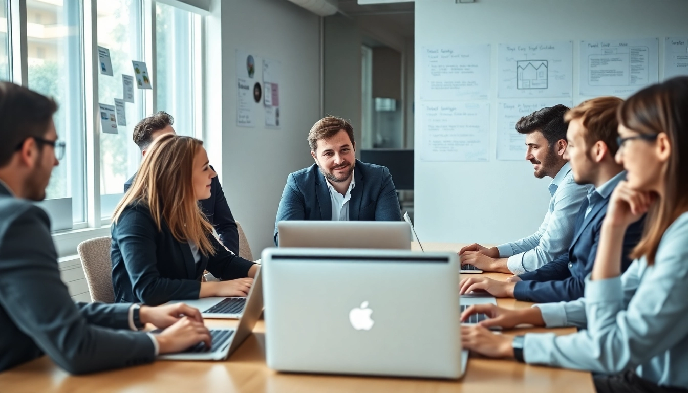 Effiziente Software Entwicklung im Team mit moderner Büroatmosphäre.