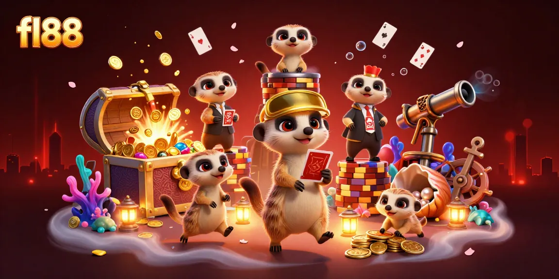 fl88 casino meerkats screenshot showcasing card games and gold treasure elements in action.