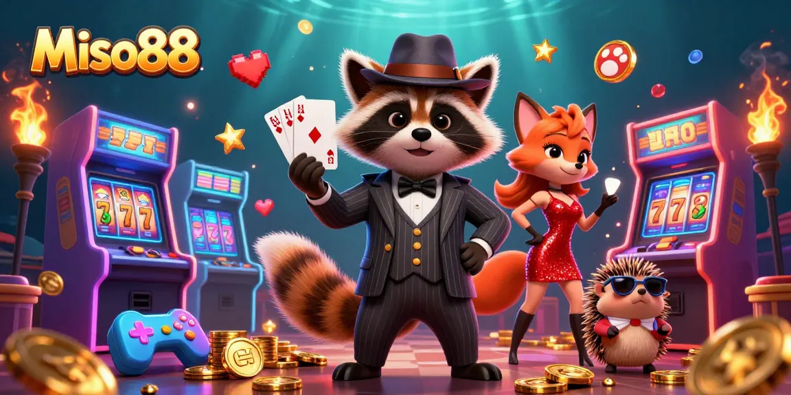 Miso88 showcases thrilling gaming action with stylish characters in a vibrant casino setting.