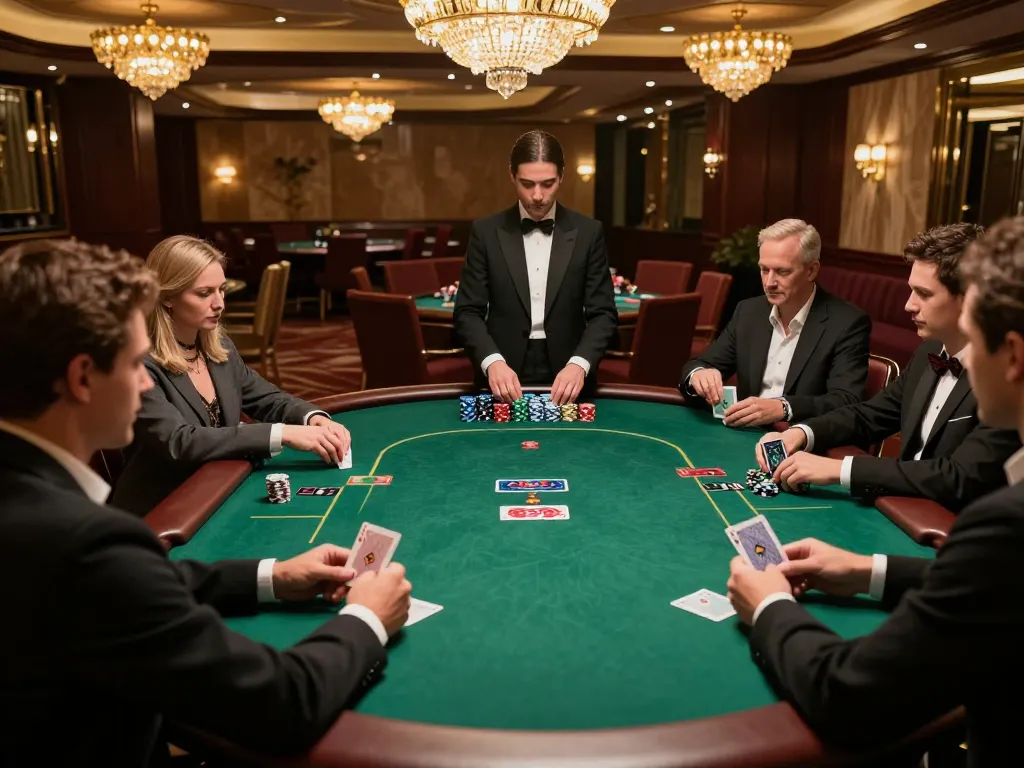 Engaged players at a high-stakes poker game showcasing skill at https://3win2026.com/ within an elegant casino.