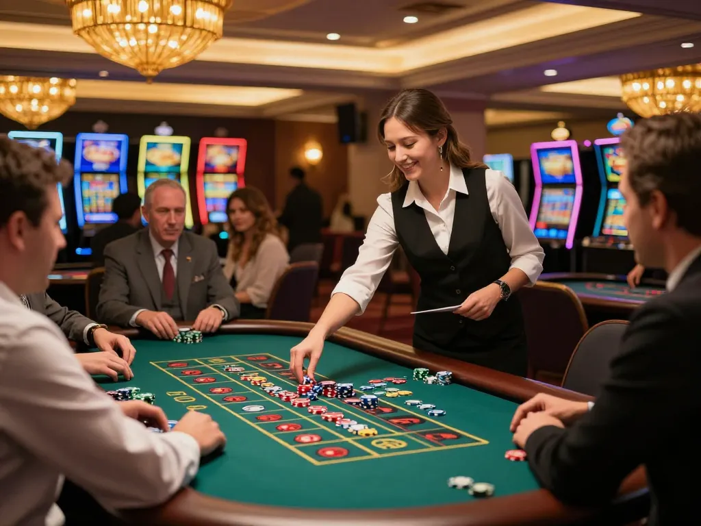 Players enjoying the excitement of roulette at QQ88 casino with vibrant chips and croupier in action.