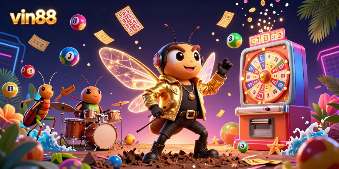 Engage with vin88's exciting gaming world featuring cartoon characters and dynamic casino elements.